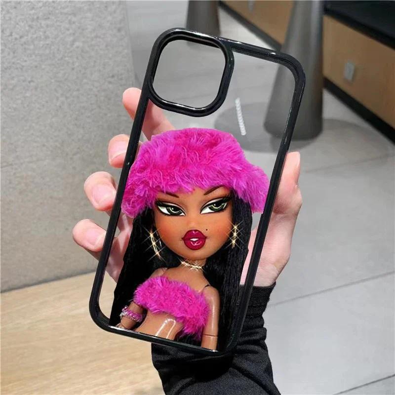 Roztomilý Bratz panenka Cukrový průhledný kryt na telefon Pro iPhone 16 13 12 mini 11 12 14 Pro X XR XS Max 7 8Plus SE20 Nárazuvzdorný zadní kryt