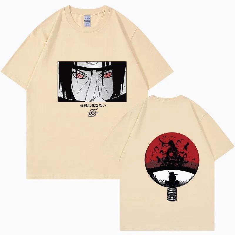 2026 Japanese Naruto Printed T-shirt Uchiha Itachi Anime Sports Top Loose Short Sleeve Hip Hop Streetwear Oversized Tshirt