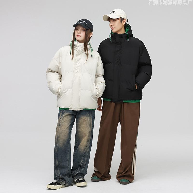 Men's winter new thickened contrasting color bread clothes, women's jackets, student tide loose couple cotton clothes, cotton clothes