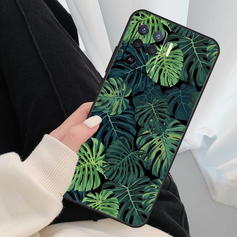 Leaves Monstera Green Case For Oppo A17 A57 A77 A40 A78 A54 A74 A94 A76 A16 A96 A18 A60 A80 A38 A58 A98 A15 A5 Pro
