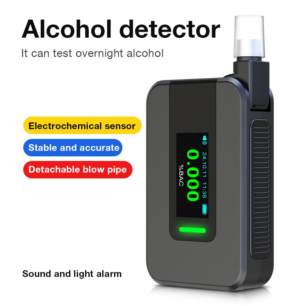 

Electrochemical Alcohol Tester D1000 Portable Breathalyzer Type-C Rechargeable Alcohol Detector Light Alarm Alcohol Meter чёрный