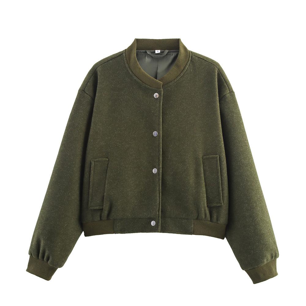 Foreign trade Europe, America, spring and autumn casual versatile long-sleeved single-breasted soft pilot short jacket