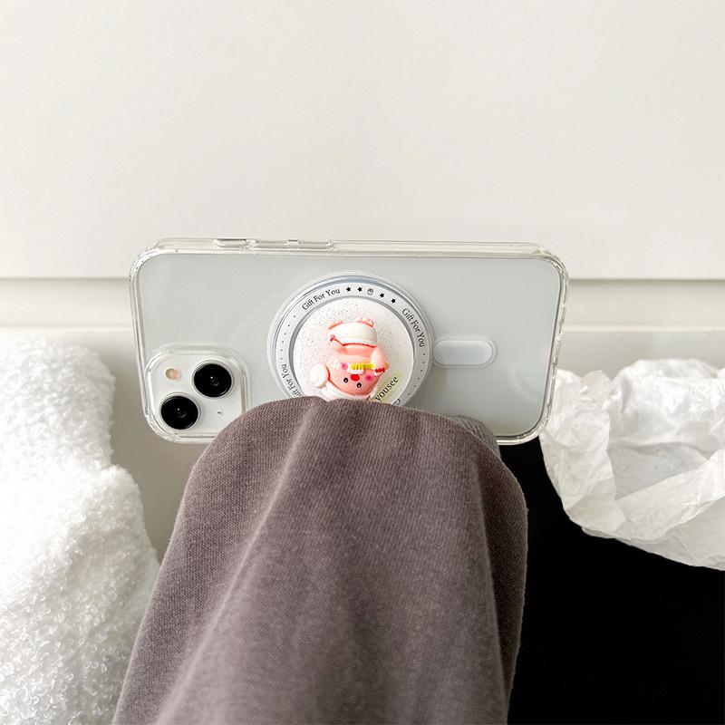 Cartoon Cute Little Tanuki Magnetic Mobile Phone Airbag Bracket Back Sticker Retractable Fun Rotating Decompression Desktop Bracket