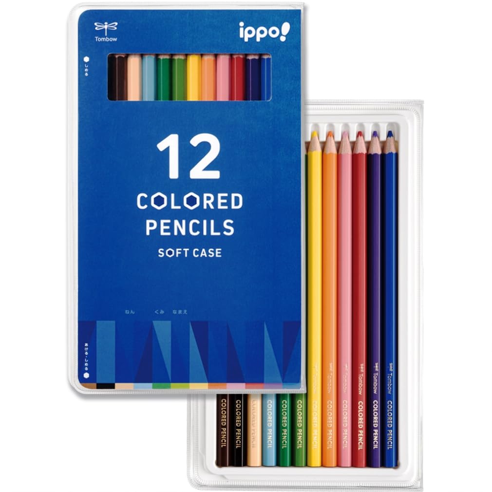 

Tombow Цветные 12 Цветов Тонкие Мягкие для Учеников Начальной Школы Корпус для Легких Карандашей, (Легкий, Чехол), (Шестигранный захват), иппо! Военно-морской,