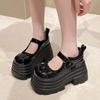 Plateau Damenschuhe Mode Damen Leder Slipper 10cm Mary Jane Schuhe für Damen Lolita Schuhe Neue Damen Sandalen Zapatos Mujer