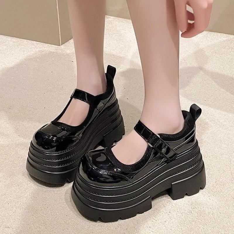 Plateau Damenschuhe Mode Damen Leder Slipper 10cm Mary Jane Schuhe für Damen Lolita Schuhe Neue Damen Sandalen Zapatos Mujer