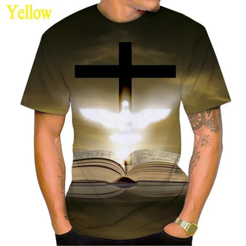 Fashion God Graphic T Shirts Summer Short Sleeve Unisex's Clothing Round Neck Cross 3d Printed T-shirt Christian Jesus Unisexs Clothes