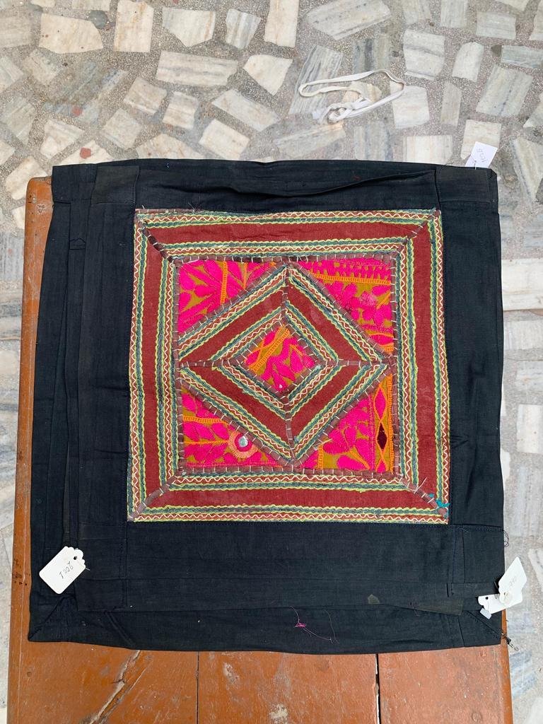 Hand Embroidered Cotton Pillow Cover: Bohemian Cushion, 40