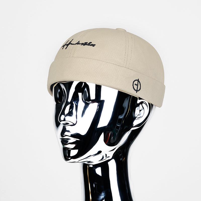 Embroidered Letter-patterned Hipster Hats Without Brims and Melon Rind Hats for Men and Women Street Hip-hop Style Domed Landlord Hats