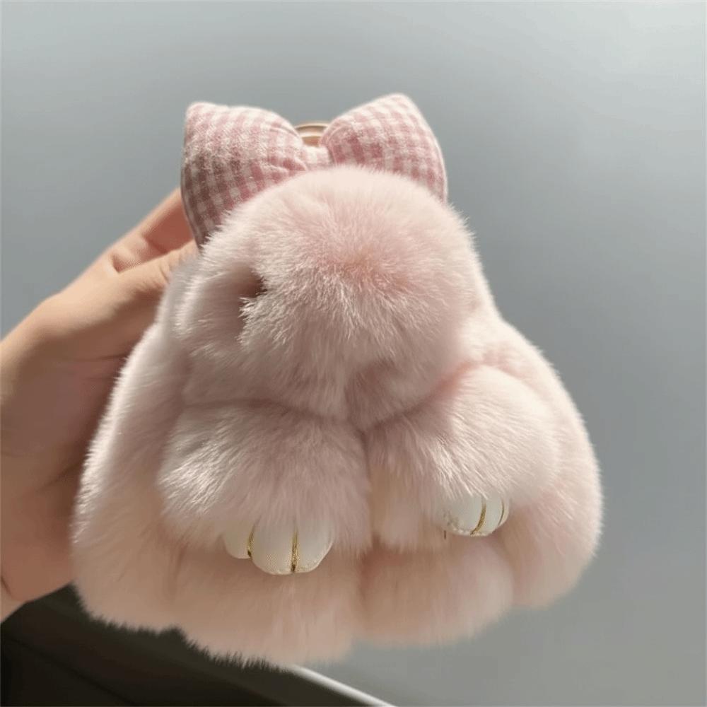 Hair Bow Rabbit Plush Keychain Soft Bag Hanging Pendant Accessory Plush Rabbit Keychain Car