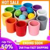 Rainbow Balls In Cups Toddler Toys Learning Color Sorting and Counting Rainbow Balls In Cups Wooden Matching Games for Kids