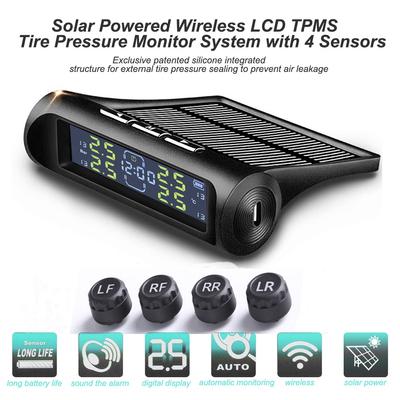 Solar Power Smart Car TPMS Systém monitorování tlaku v pneumatikách Detektor tlaku v pneumatikách Auto Security Alarm System LCD Snímač tlaku v pneumatikách pro