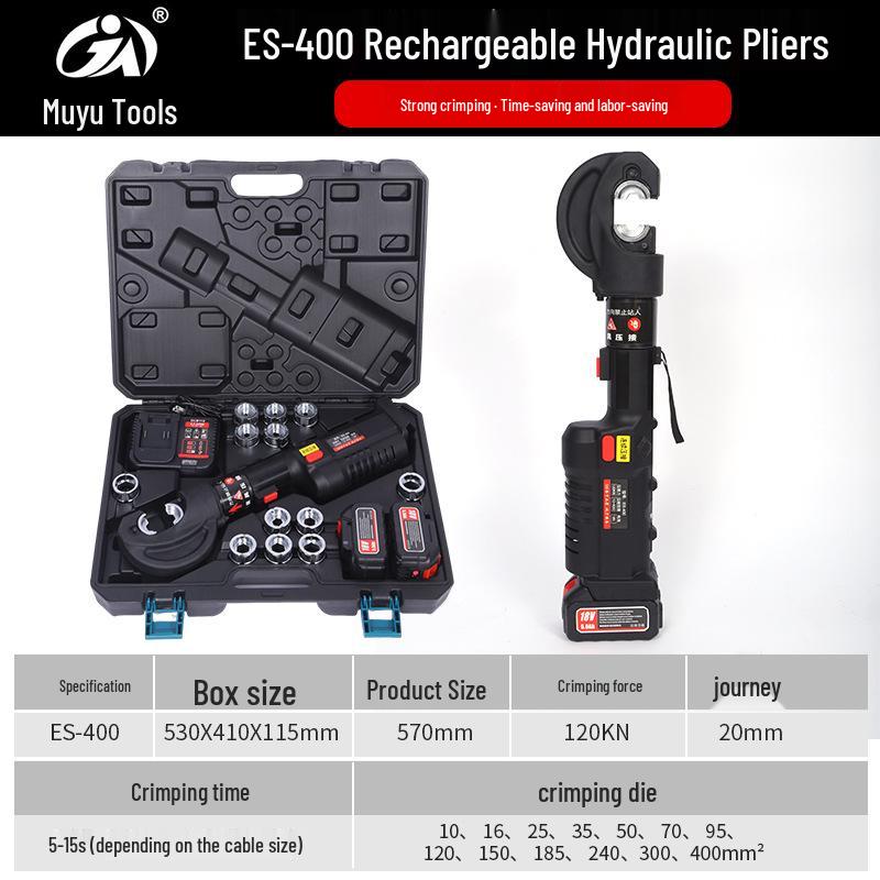 Rechargeable Multi-Spec Hydraulic Crimping Tool for Electric Wires – Portable Copper/Aluminum Terminal Pliers