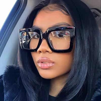 Big Oversized Rectangular Eyeglass Frames Ladies Fashionable Gradients Transparent Computer Prescription Lenses Eyeglasses Anti Blue Lens Eyewear