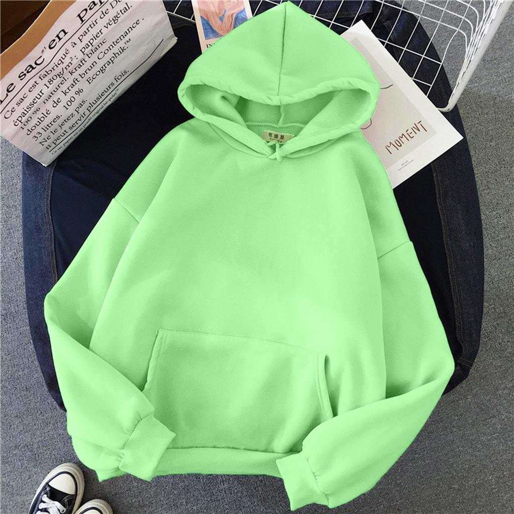 Damemote Uformell Ensfarget hettegenser Løse sportsoverdeler Pullover