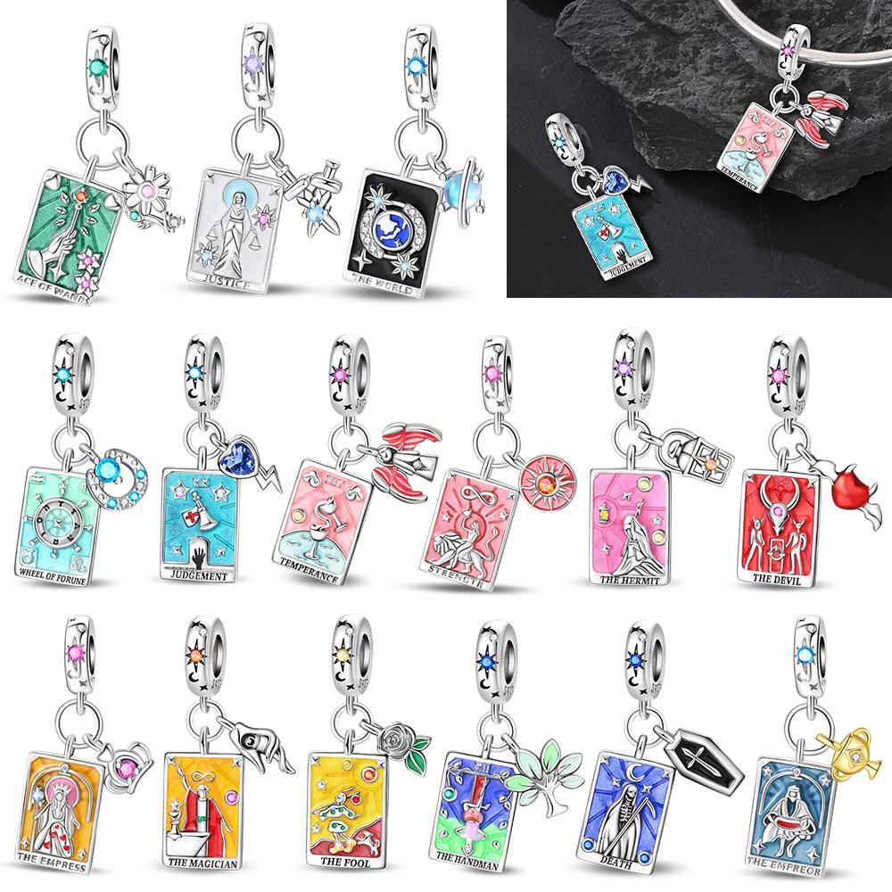 Neues Kupfer Vintage Kupfer Stern Sonne Halbmond Tarot Anhänger Passend für Original Armband Liebe Anhänger DIY Schmuckzubehör