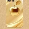 Or de Luxe Motif Apple Peinture Métallique Verre Coque de Téléphone Pour iPhone 17 16 15 14 13 12 11 Pro Max 15 Plus 17 Air 16E Housse