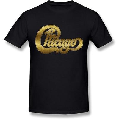 Men's Chicago Band Golden Letter Logo T Shirts Black Medium