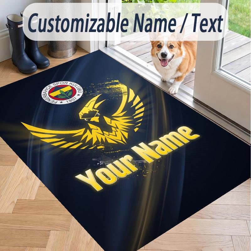 Custom Text Printed Rug Fenerbahçe FC Non Slip Floor Carpet For Home Room Decor