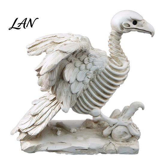 Realistic Vulture Skeleton Figurine Halloween Statue, Bird Bone for Detailed Ornament Home Decor, Spooky Tabletop Living Room Gothic A