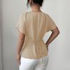 Ladies' Fashionable Casual Short Sleeved Slim Fit Cross Casual Temperament Top