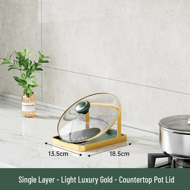 Drill-Free Countertop Pot Lid & Spatula Holder