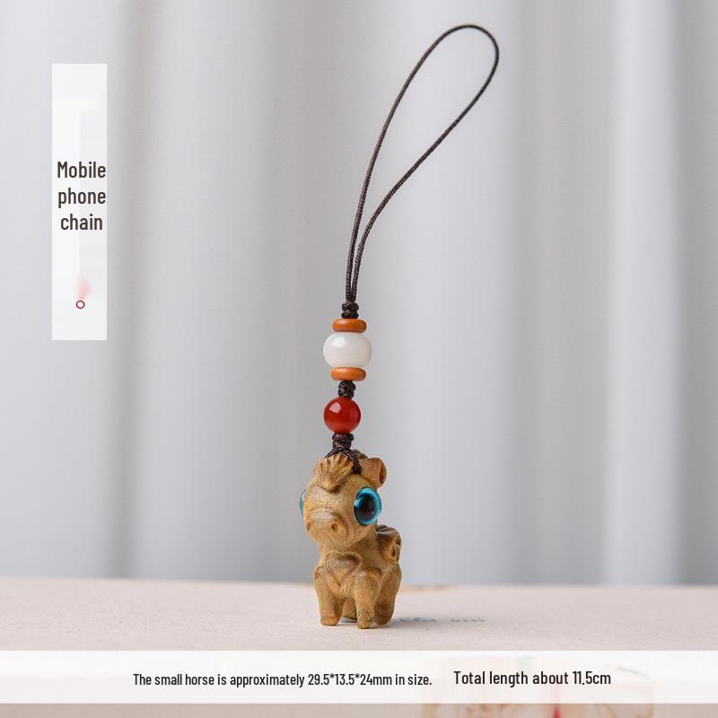 Zodiac Horse Green Sandalwood Pendant Necklace & Keychain