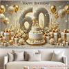 2D Gold Glitter 60th Birthday Backdrop Banner Luxury Diamond Themed Party Decor Background