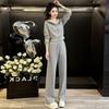 Women's Plush Hooded Sweatshirt & Wide-Leg Pants Set (2025 Autumn/Winter Collection)