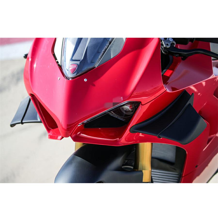 2pcs Motorcycle Side Winglet Wind Fin Spoiler Trim Cover Air Deflector ABS Black