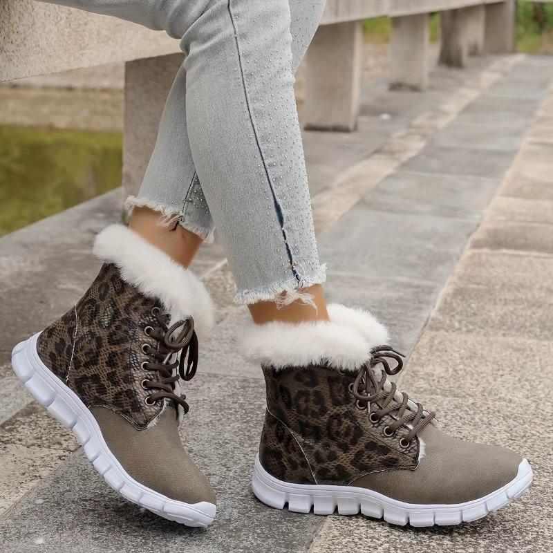 Women's Winter Furry Slip-Resistant Platform Sneakers/Boots - Thick Platform Height Increase