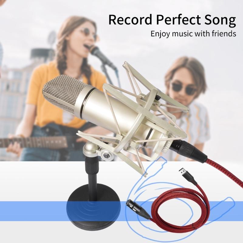 Professional USB A Male to 3Pin Female Connection Cable Portable Studio Recording Line for Dynamic Microphones