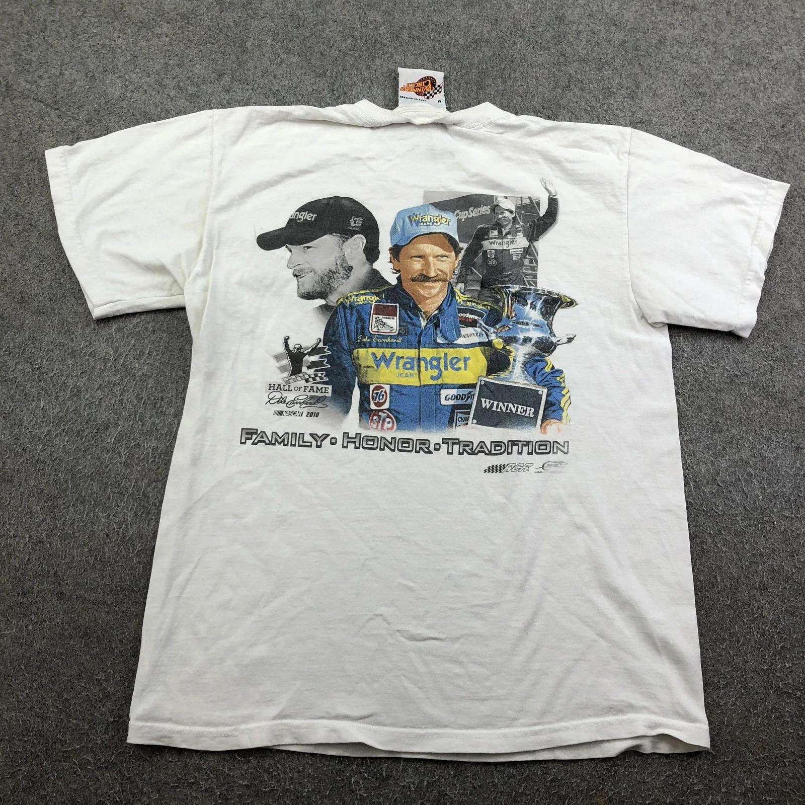 Vintage NASCAR Shirt Mens Medium White Dale Earnhardt 3 Wrangler Racing L