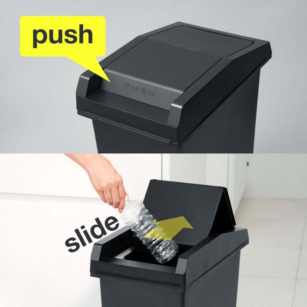TONBO Shinki Gosei Tombo Unido Trash Can Slide with Lid Lock Mechanism 45 Liter Charcoal Black Width x Depth 44 x Height 61cm Lid Included Made in