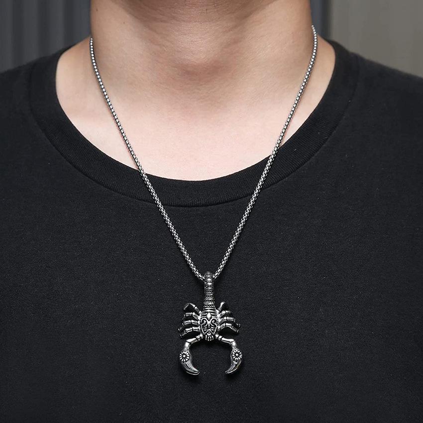 Stainless Steel Scorpion Pendant Necklace - Men's Punk Jewelry Gift.