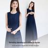 VICTORIA&VERA Women's Denim-Style Sleeveless Mid-Length Dress