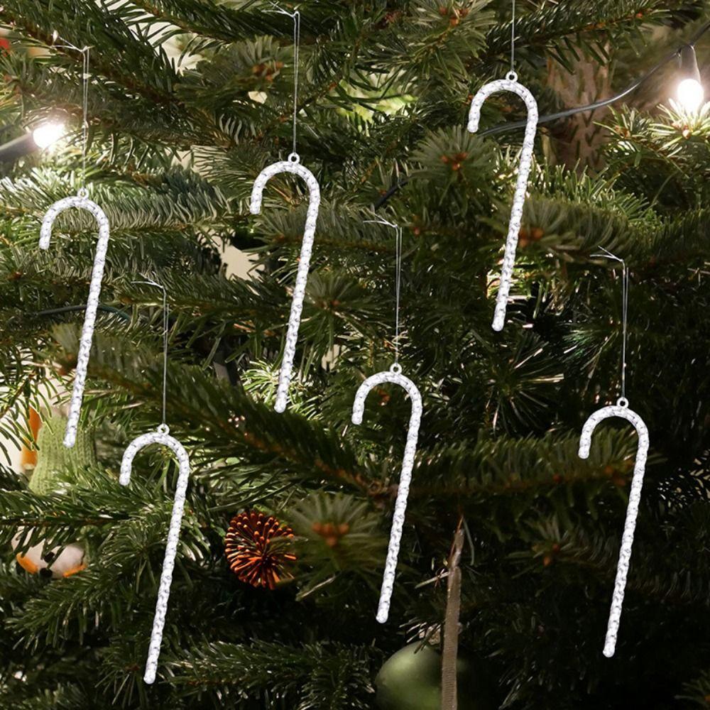 6 Stück transparente Weihnachtsstangen-Anhänger, exquisite künstliche Weihnachtsornamente, bruchsichere Acryl-Weihnachtsstangen