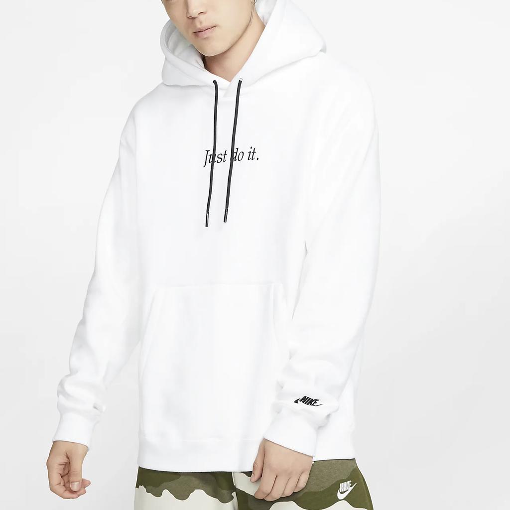 Nike Sportswear Fleece Pullover Hoodie With Drawstring Men Tops White CI9407-100