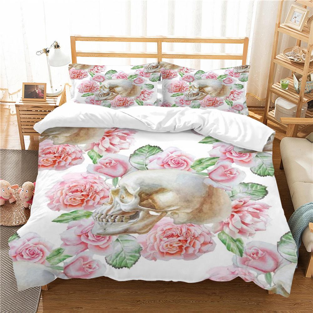 3D Skull Print Bed Suit Bedding Quilt Cover Home Bedclothes Kids Gift Microfiber Comforter Breathable Duvet Cover
