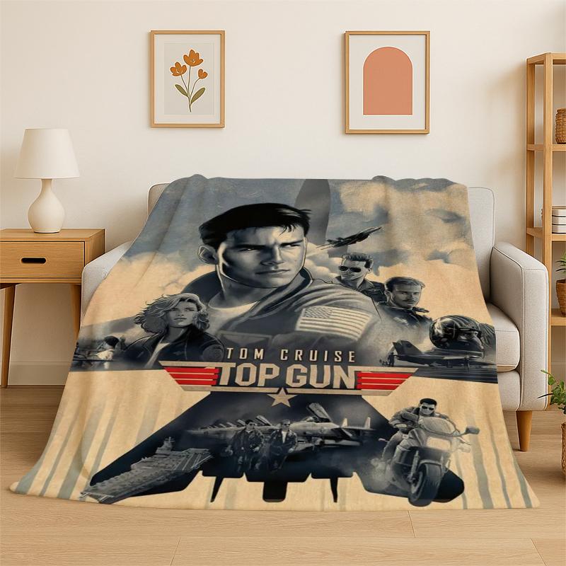Classic Movie Top Gun Sign Tom Cruise Flannel Blanket Soft Warm Throw Blanket for Bedroom Living Room Bed Travel Picnic Gift