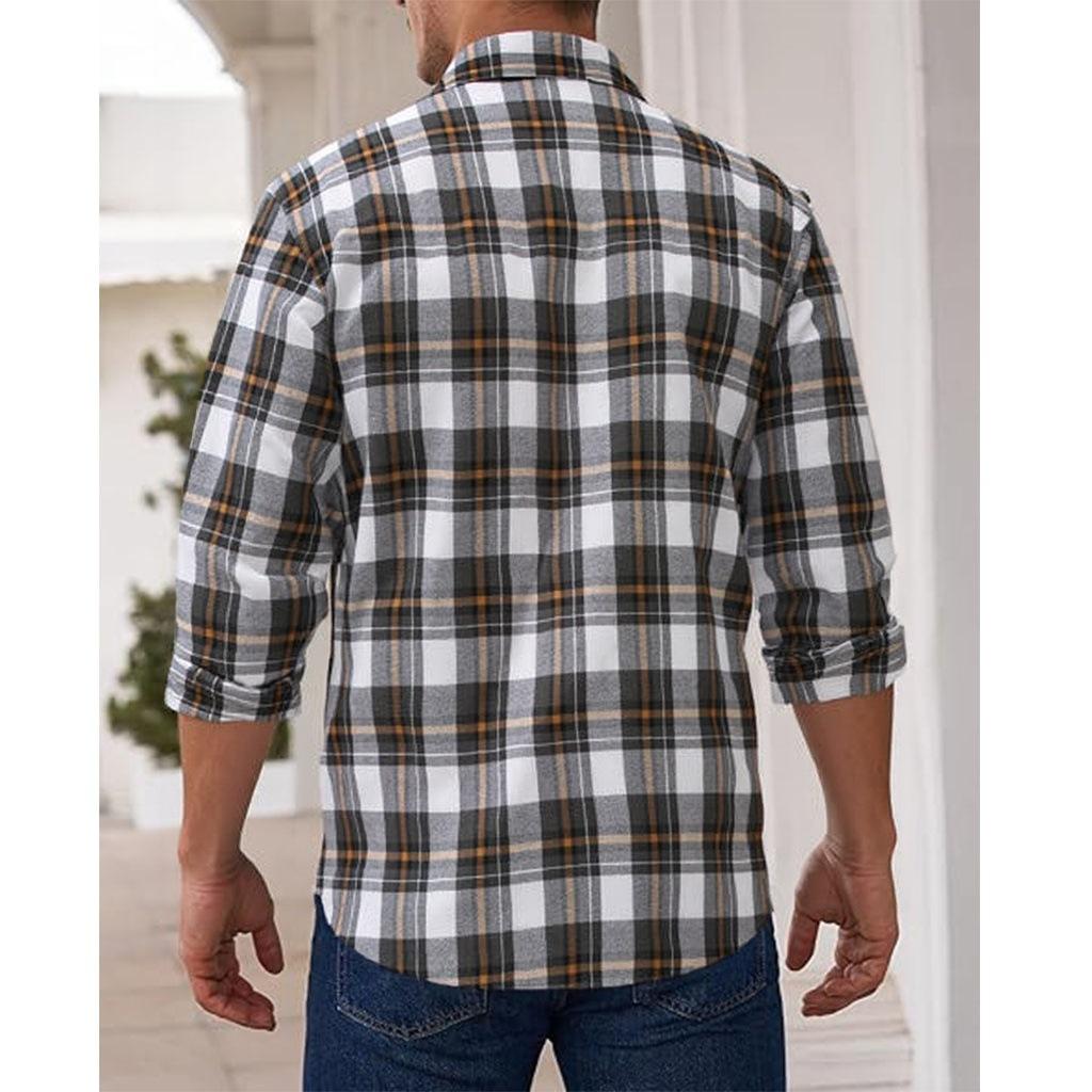 Men's Long-sleeved Plaid Shirt Polished Casual Autumn and Winter Casual Shirt Cardigan