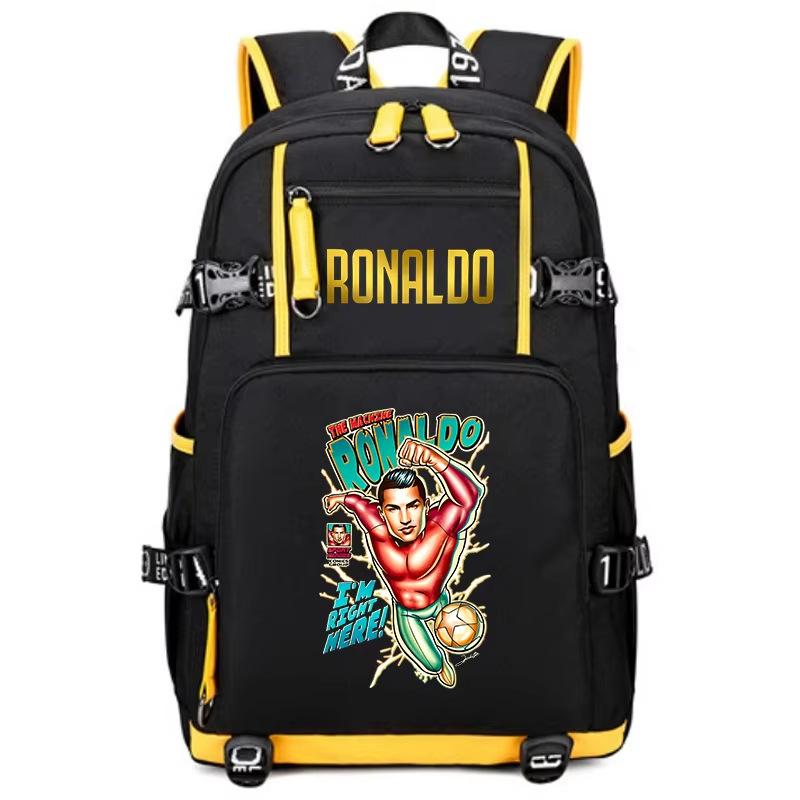 Football Star Peripheral Personality Print Youth Backpack Large Capacity Student Bag