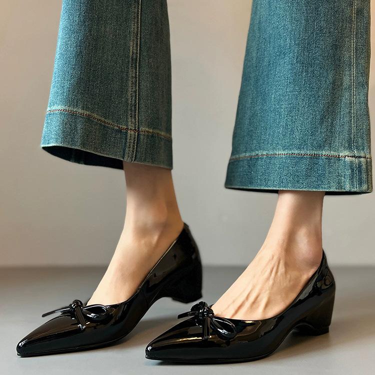 Anti-slip Shoes - New Style Pointed Toe, High Inner Heel, Thick Sole, Women's Shallow-toe Shoes