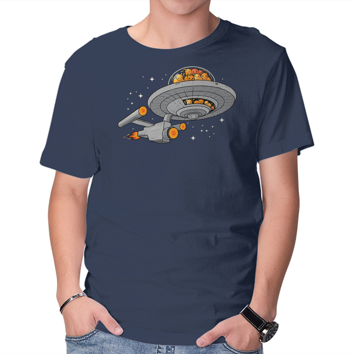 Unisex Crew Neck T-Shirt Cat Enterprise Graphic Short Sleeve Casual Tee XXXXL