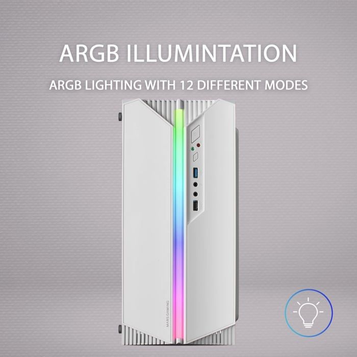 Boîtier ATX - Mars Gaming - MC-S1 - Blanc - Mini-Tour - ARGB - Micro-ATX/Mini-ITX