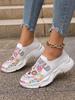 Fashion Fashion Print Non-Slip Sneakers for Women Summer Breathable Knitted Soft Sole Flats Woman Slip-On Platform Sports Shoes Ladies