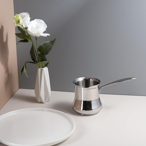 IMEEA Milchtopf, Stieltopf, 18/10 Edelstahl, Induktionsfähig, 500ml, Mini-Milchtopf, Silber