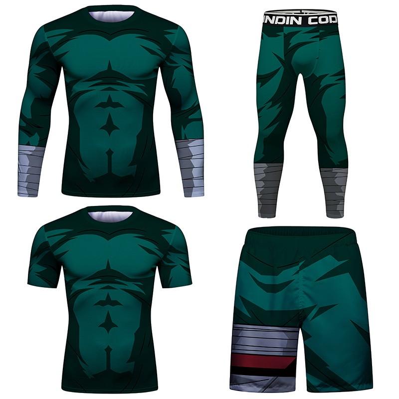 Mens 4-Piece Sportswear Set: Quick-Dry Running Gym Workout Outfit Outdoor Jogging Fitness Training