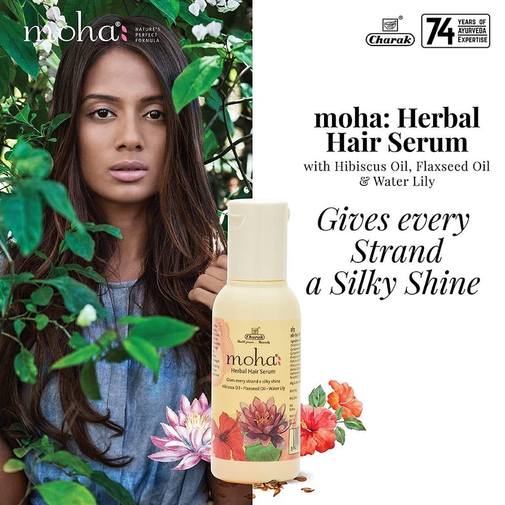 Moha: Herbal Hair Shampoo | Mild Shampoo For All Hair Types 200 Ml And Herbal Hair Serum For Men & Women 100 Ml | Non Sticky Hair Serum For Silky &