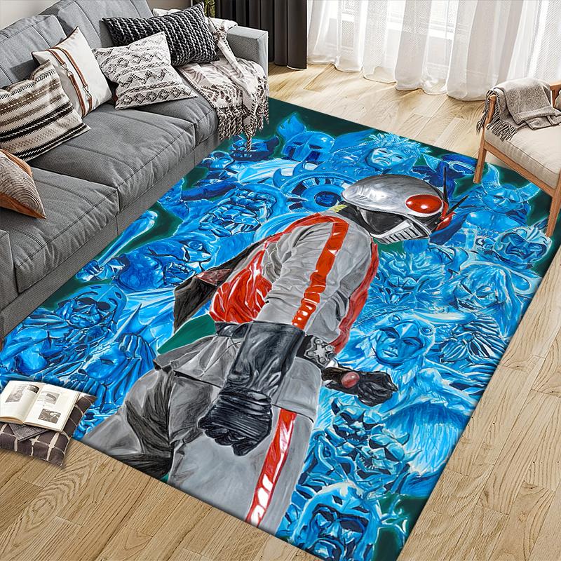 Kamen Rider background texture motif Square Area Rug, Non-Slip Floor Mat for Home Decor, Perfect Gift for Kamen Rider Fans.chl